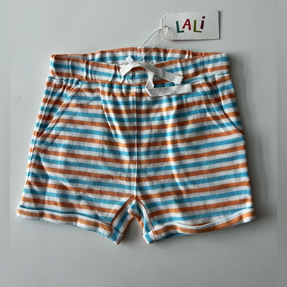 Lali Kids boys girls orange blue stripe cotton shorts 12m